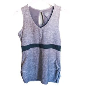 TUFF ATHLETICS V Cut Mesh Tank/Top With Back Keyhole Detail Grey Size Large